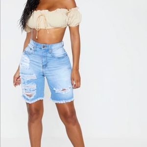 NWT Pretty Little Thing Ripped Longline Shorts